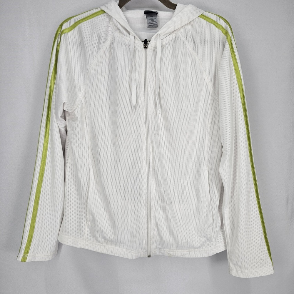 Champion Powertrain Women's Full Zip White Jacket Size L‎ Mesh